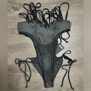 NWT Dolls Kill / Darker Wavs Strappy Mesh And Jersey Bodysuit